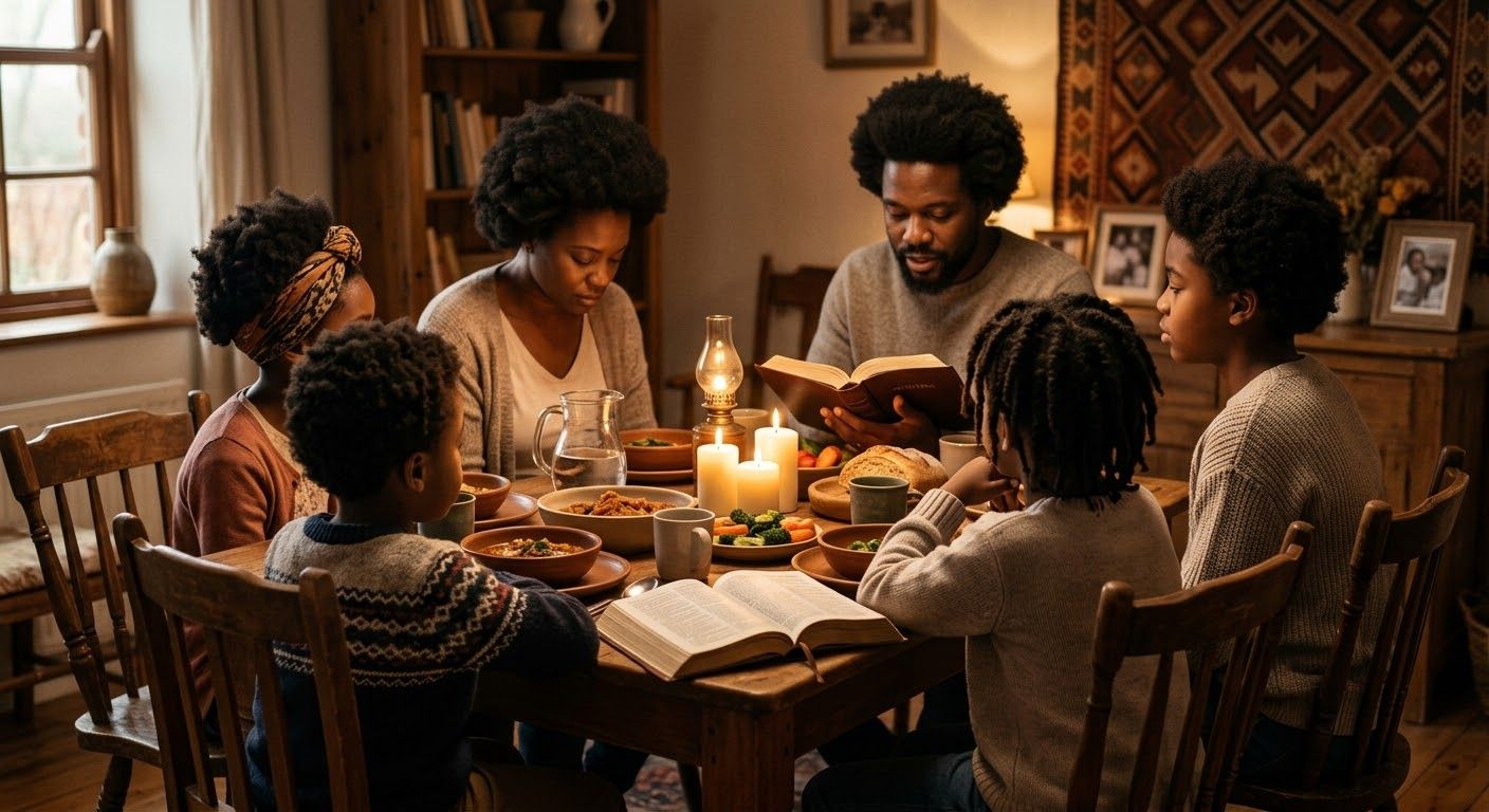 A family around a dinner table